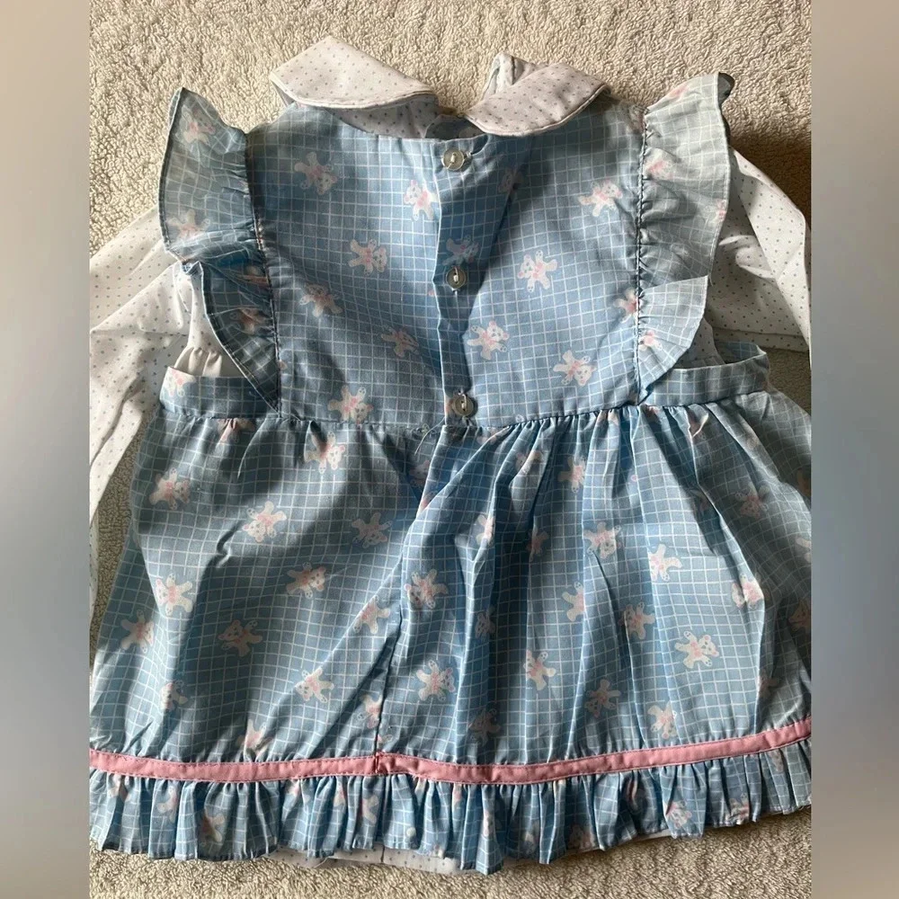 Vintage Mayfair toddler dress, teddy bear design two layers. Sz 24 months